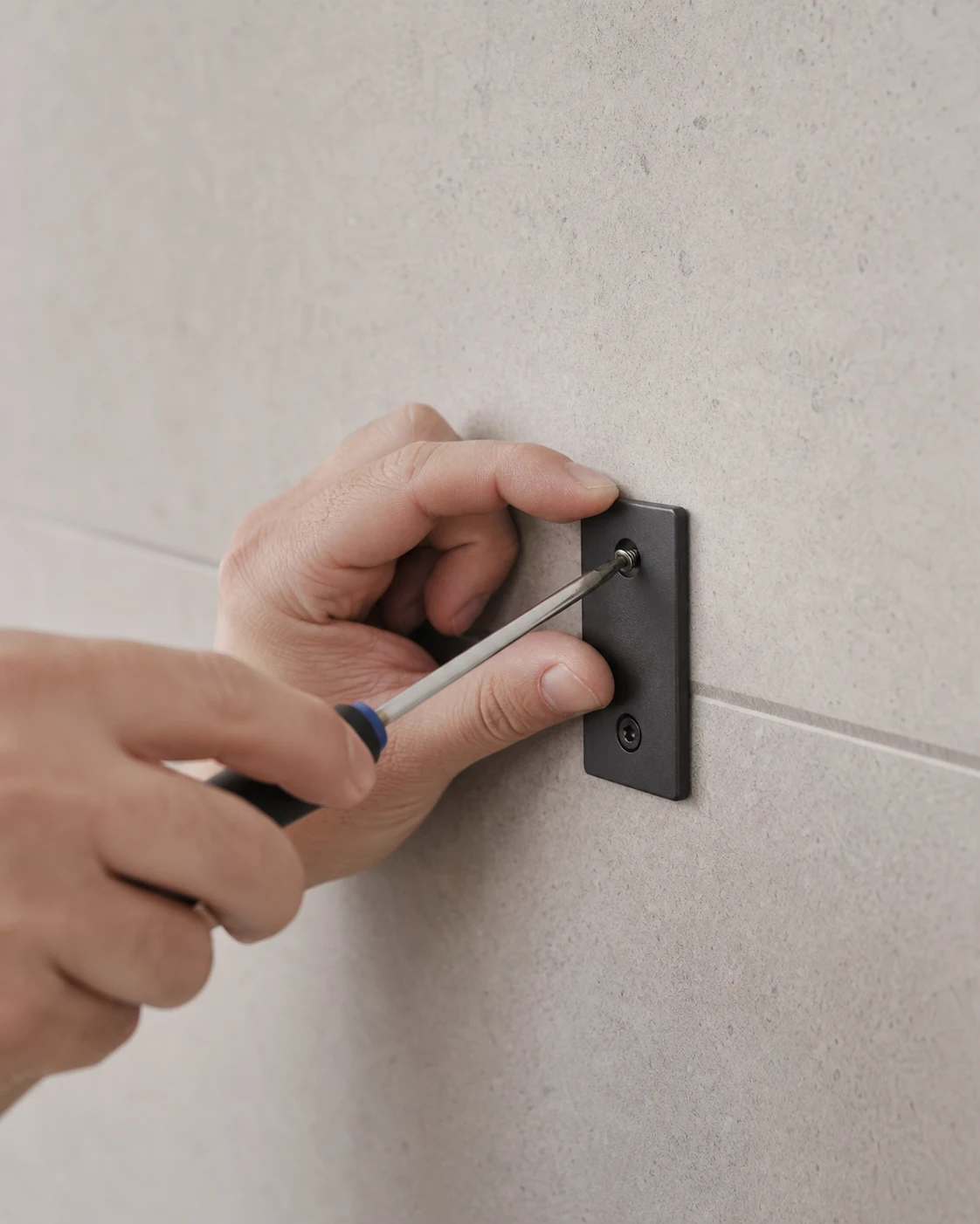 Close detail of The Solo concealed wall mount